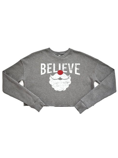 Believe Santa Cropped Sweatshirt