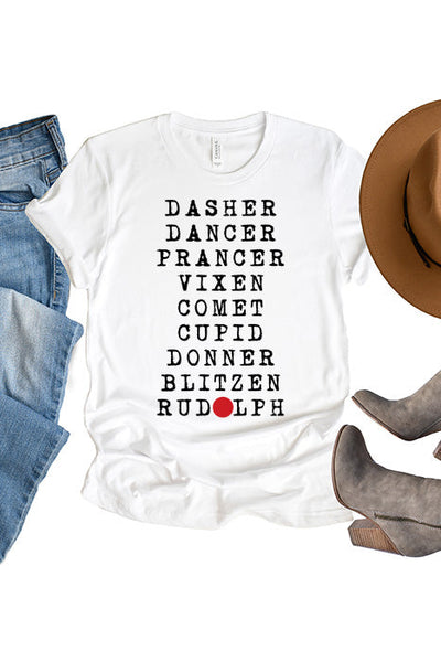 Festive Reindeer Names Unisex Tee - Holiday Spirit - Korvel