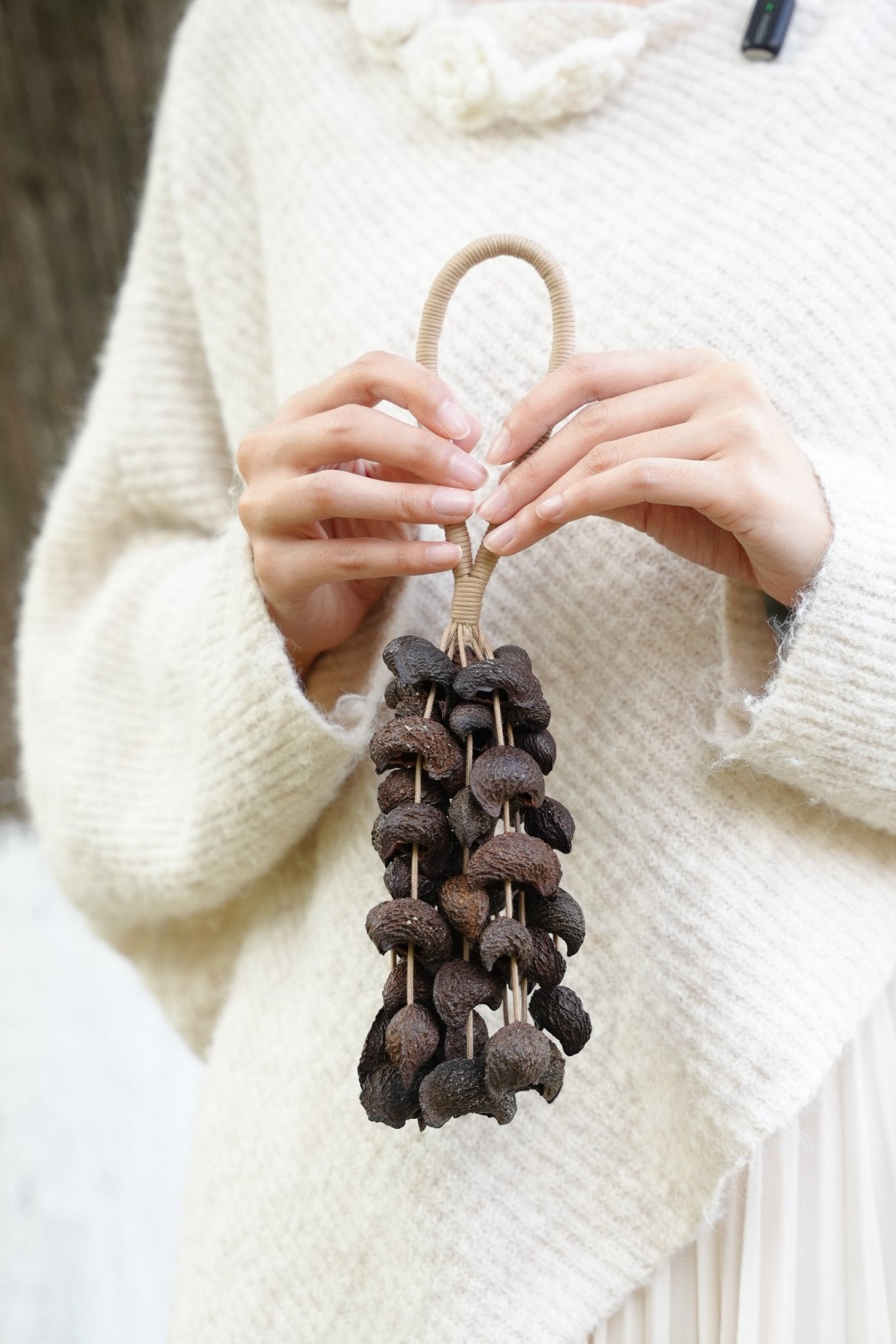 Handmade Moonin Seed Shell Hand Bell - Natural Decor