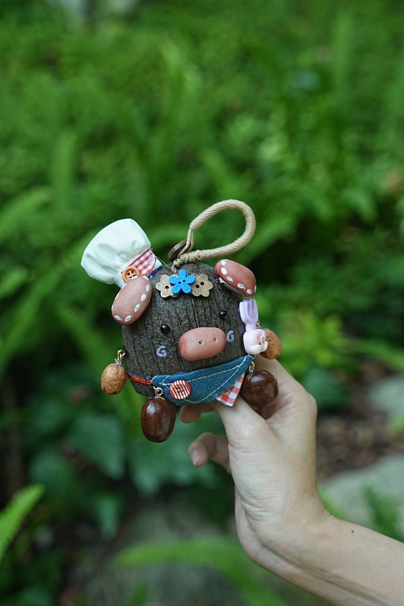 The Forest Chef - Handcrafted Nut Shell Piggy Doll