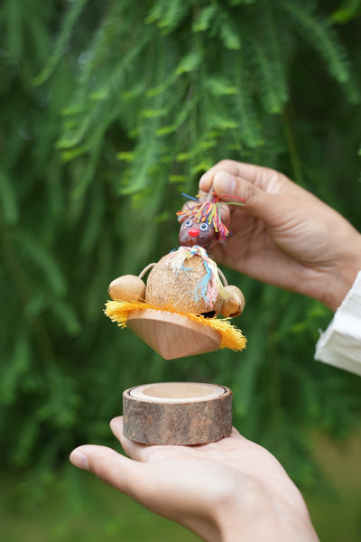 The Hula Dancer - Handcrafted Coconut Shell Spinning Top Toy
