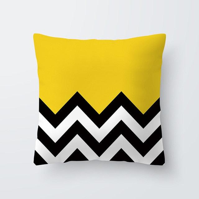 Funda de Cojín Geométrica Amarilla - Decoración Moderna