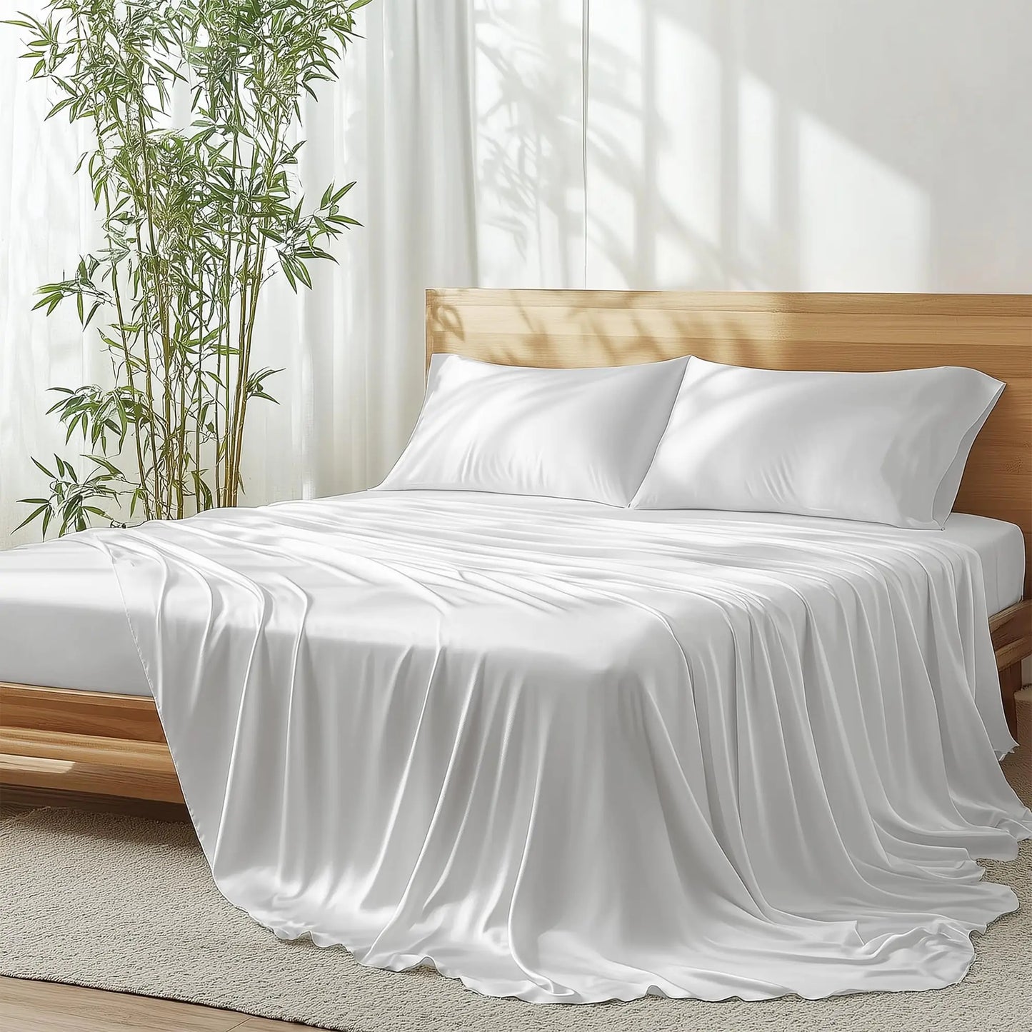 JSELF Organic Bamboo Viscose California King Sheet Set - Ultra Soft & Cooling