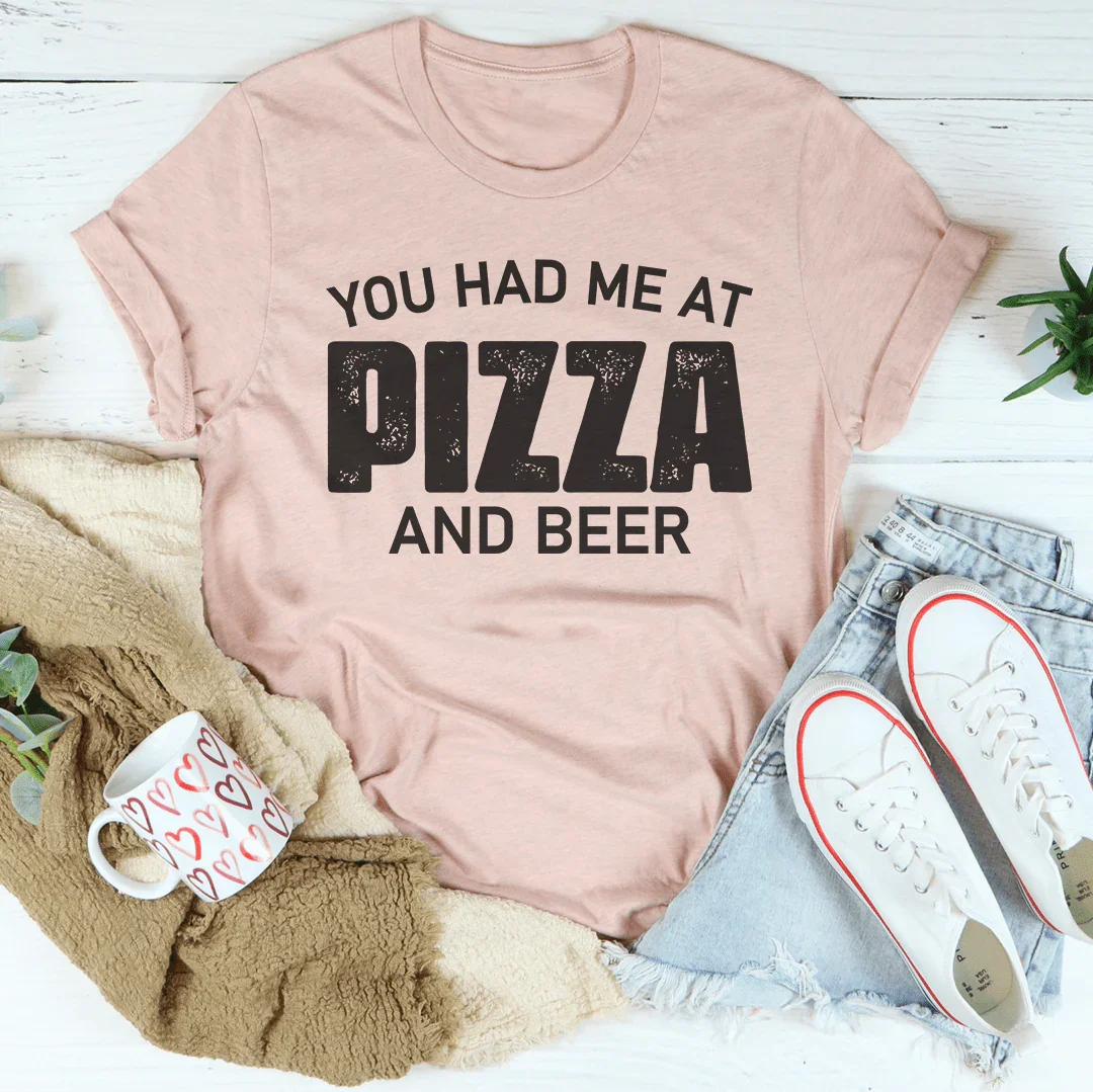 Me conquistaste con la camiseta de pizza y cerveza