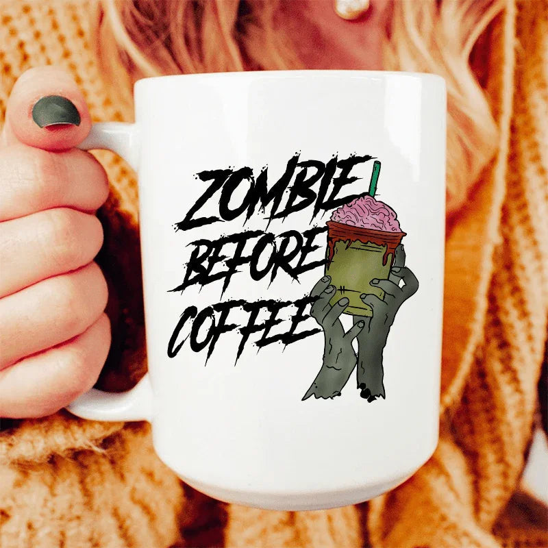 Zombie Before Coffee Ceramic Mug 15 oz - Korvel