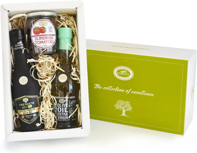 KORVEL Premium Gift Set (BIO EVOO PDO Kalamata, EVOO with Mediterranean Herbs, Sun Dried Tomatoes) - Korvel-Food Inc.