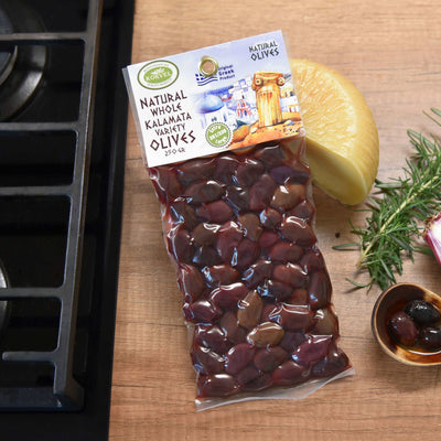 KORVEL Greek Olives Varieties of Kalamata - set of two packs 2 x 0.55 lb - 1.1 lb