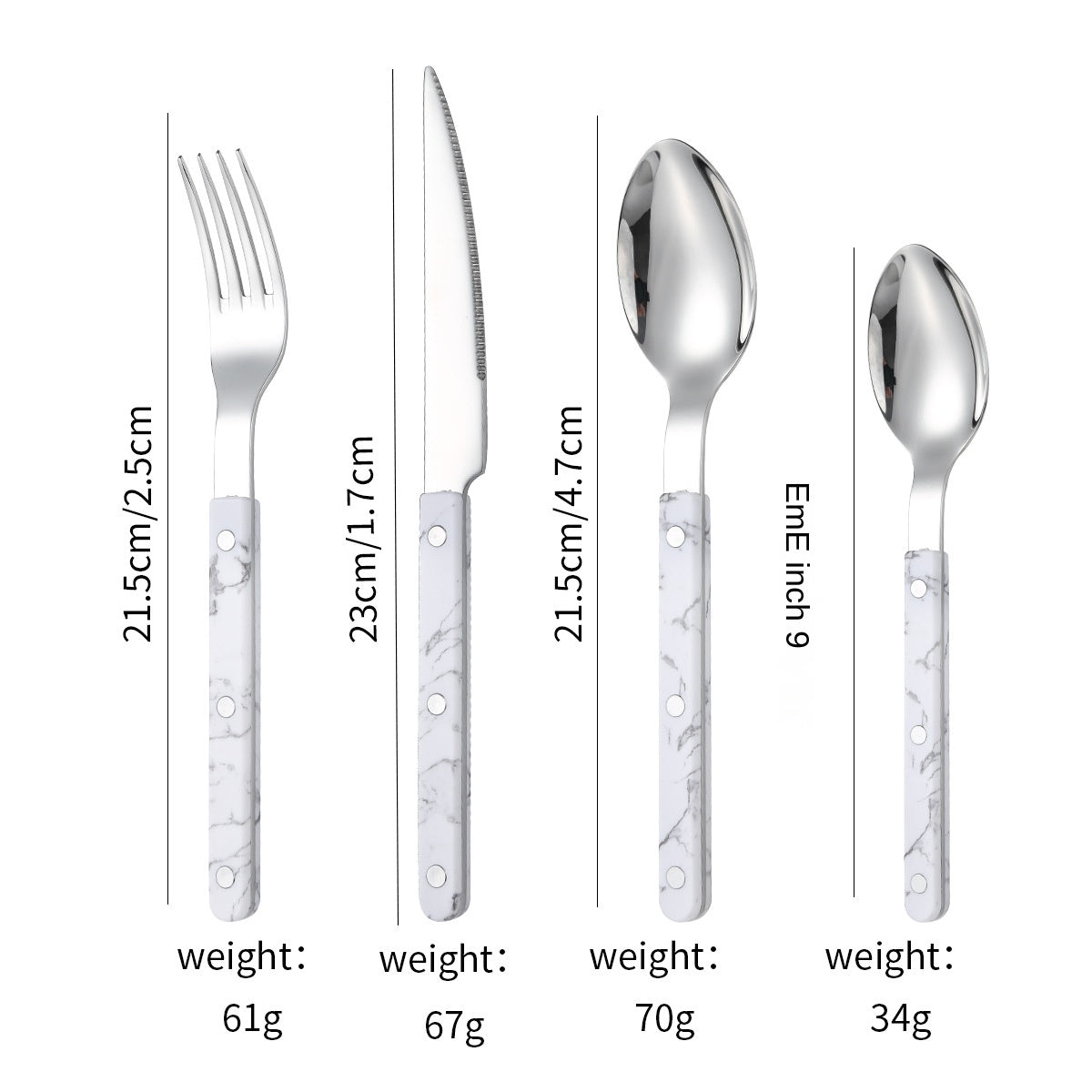 French Rivet ABS Handle Hotel Western Tableware Steak Knife Butter Knife Set - Korvel