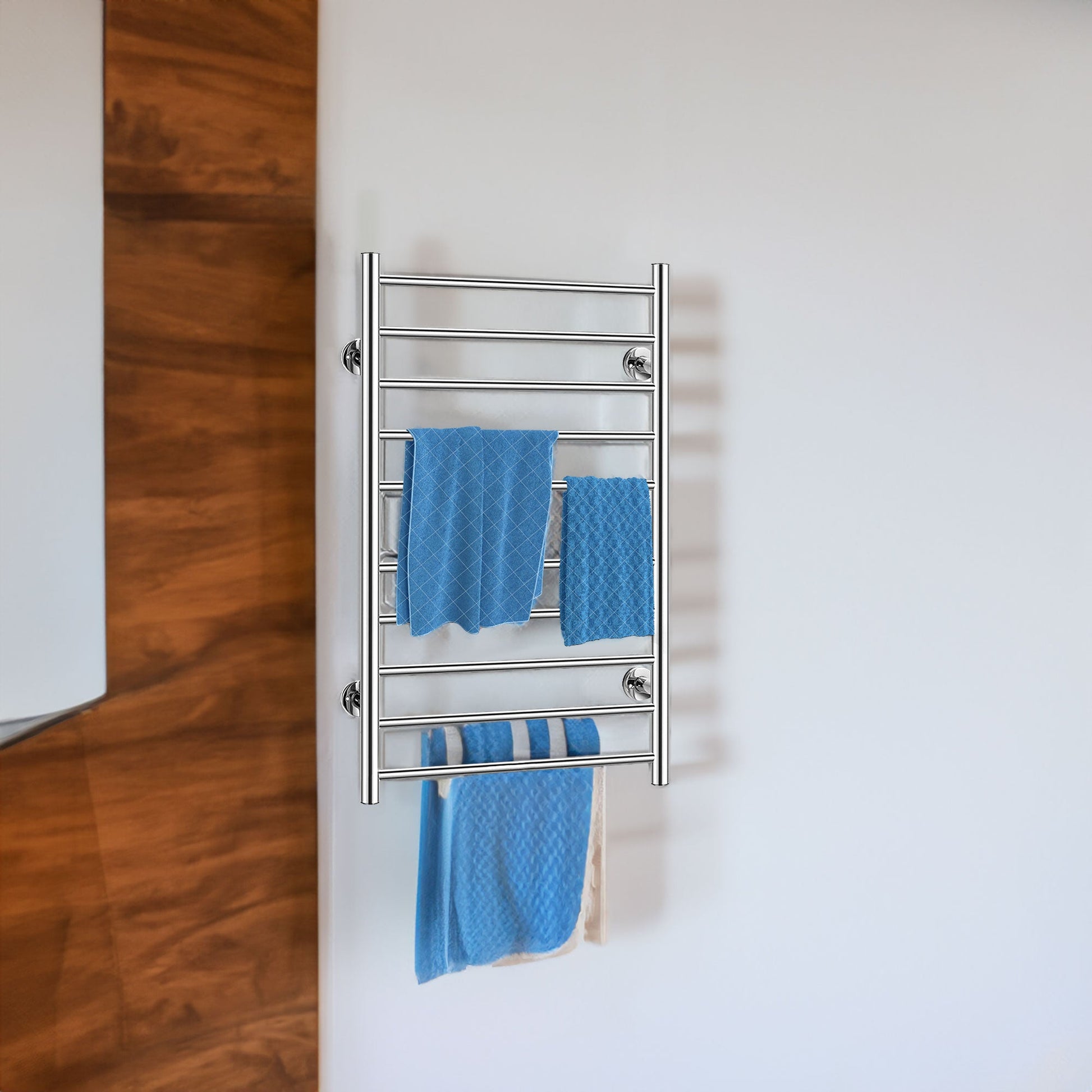 Electric Heated Towel Rack for Bathroom Wall Mounted Towel Warmer 10 Stainless Steel Bars Drying Rack - Korvel