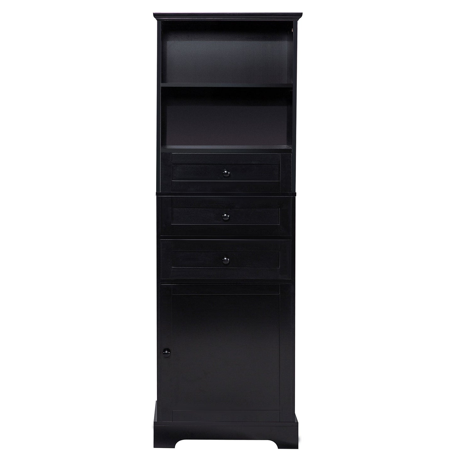 Elegant Black High Storage Cabinet with 3 Drawers