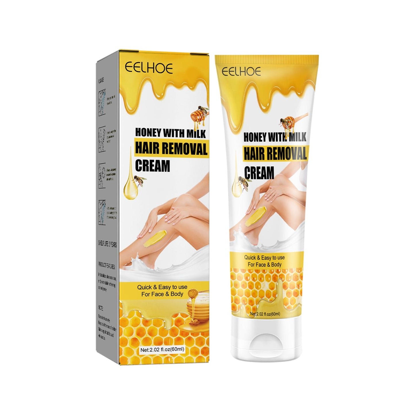 Honey And Milk Hair Removal Cream, Quick And Gentle Hair Removal All Over The Body Smooth Skin Hair Removal Cream - Korvel
