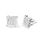 10K White Gold 1/2 Cttw Princess Diamond Square and Swirl Stud Earrings