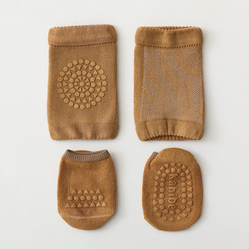 Summer New Knee Pad Socks Set Knee Pad Baby Floor Socks Set Toddler Socks Baby Non-Slip Crawling Sports Protection - Korvel