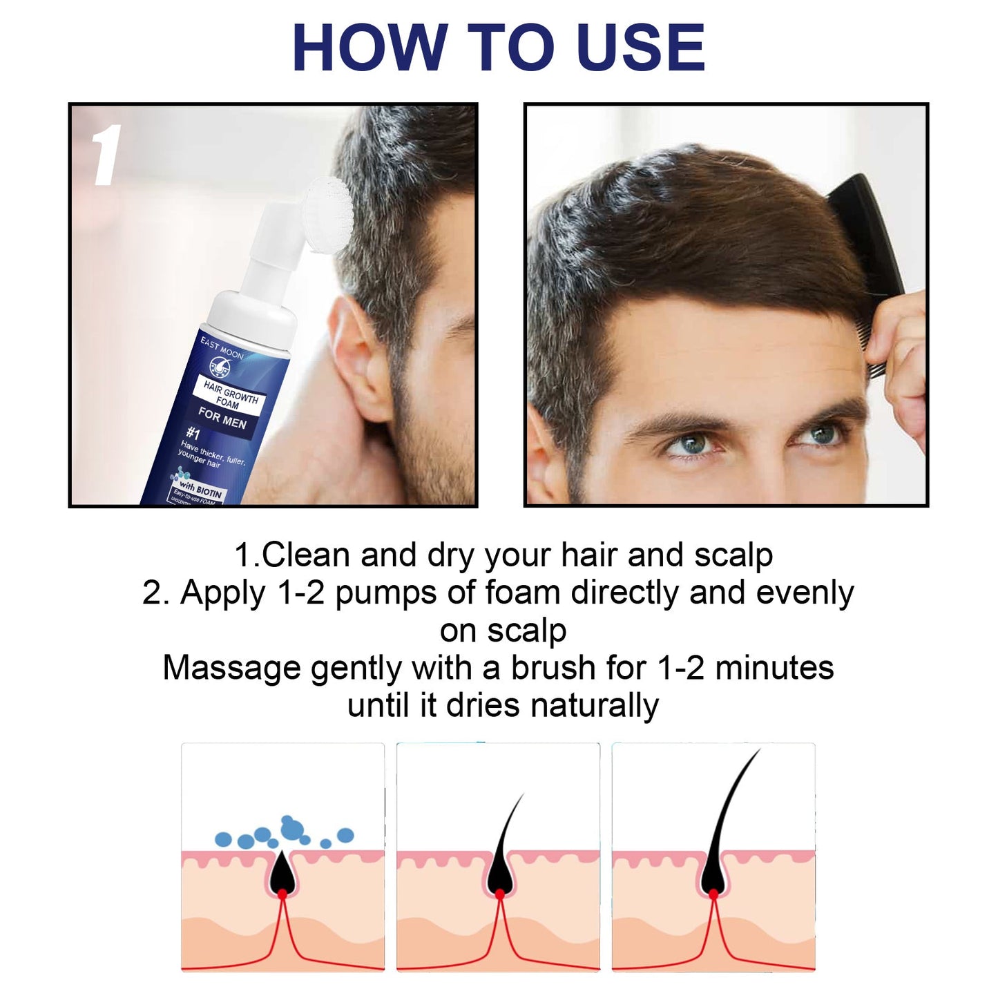 Men's Dense Hair Foam Machine, Repair Hair Root Follicle Men's Hair Thick Moisturizing Foam - Korvel