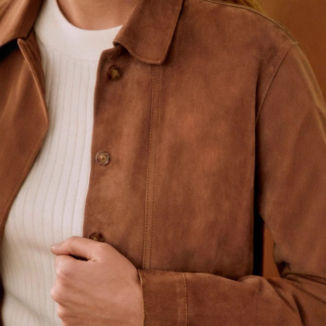 Veste en cuir synthétique à col châle
