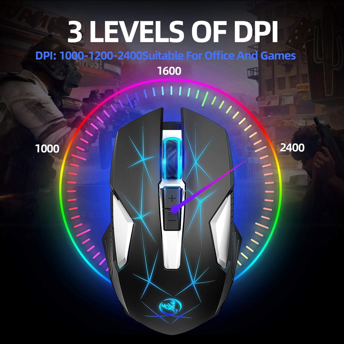 Wireless 2.4G Colorful Backlight Mouse for Home Office