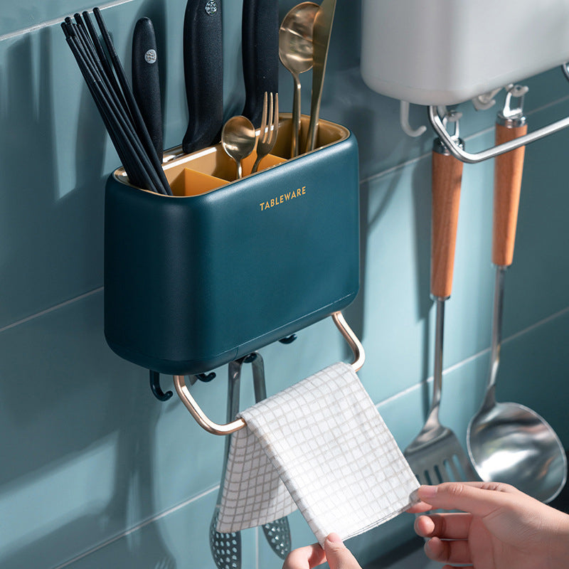 Wall-Mounted Chopsticks Cage Kitchen Chopsticks Multifunctional Storage Basket Storage Rack - Korvel