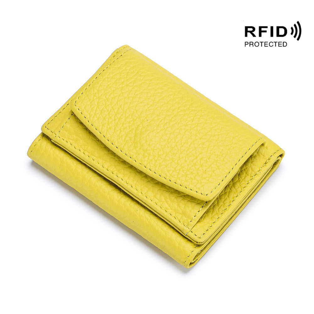 Cartera Mini de Cuero Genuino para Mujeres con Protección RFID