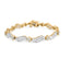 10K Yellow and White Gold Diamond Cluster Wave Link Bracelet - 7.25"
