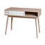 Kitchen Mid-Century Table Writing Desk with 2 Push-pull White Panel Drawers and Wood Legs, Natural Color - Korvel