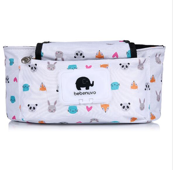 Print Strollers Baby Trolley Bag with Detachable Handbag Multifunctional Baby Stroller Organizer Pram Buggy Cart Hanging Bag XV2 - Korvel
