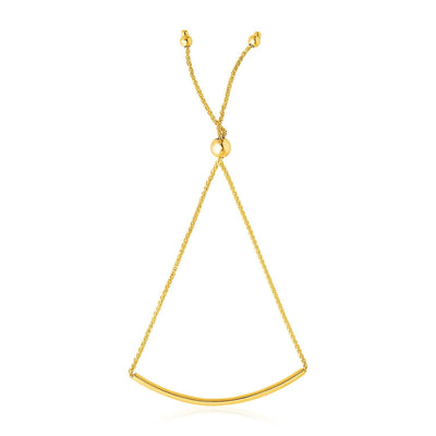 Pulsera Lariat de Barra Curvada Lisa en Oro Amarillo de 14k