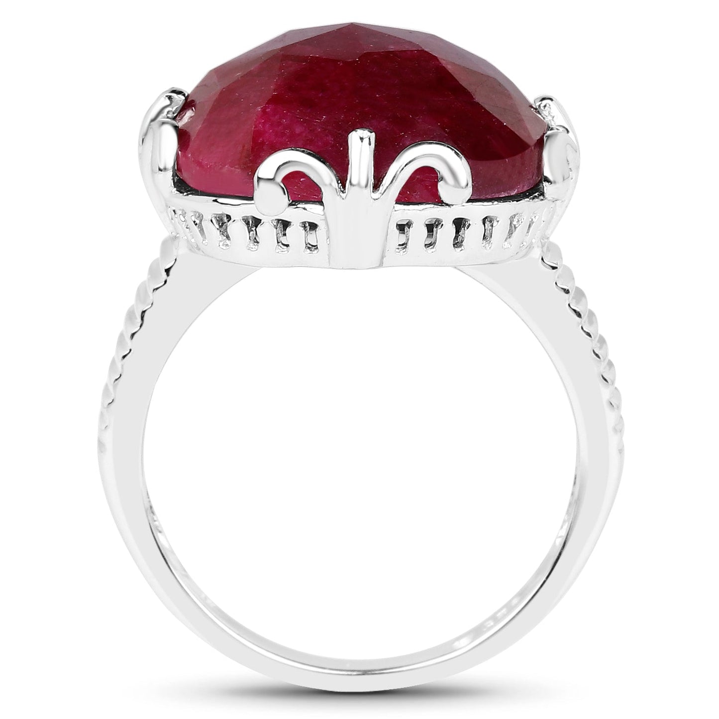 Bague de fiançailles en argent sterling .925 avec rubis teinté de 13,65 carats