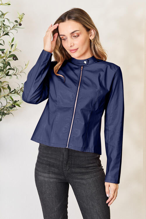 Veste zippée classique à col pour femmes pour une élégance au quotidien