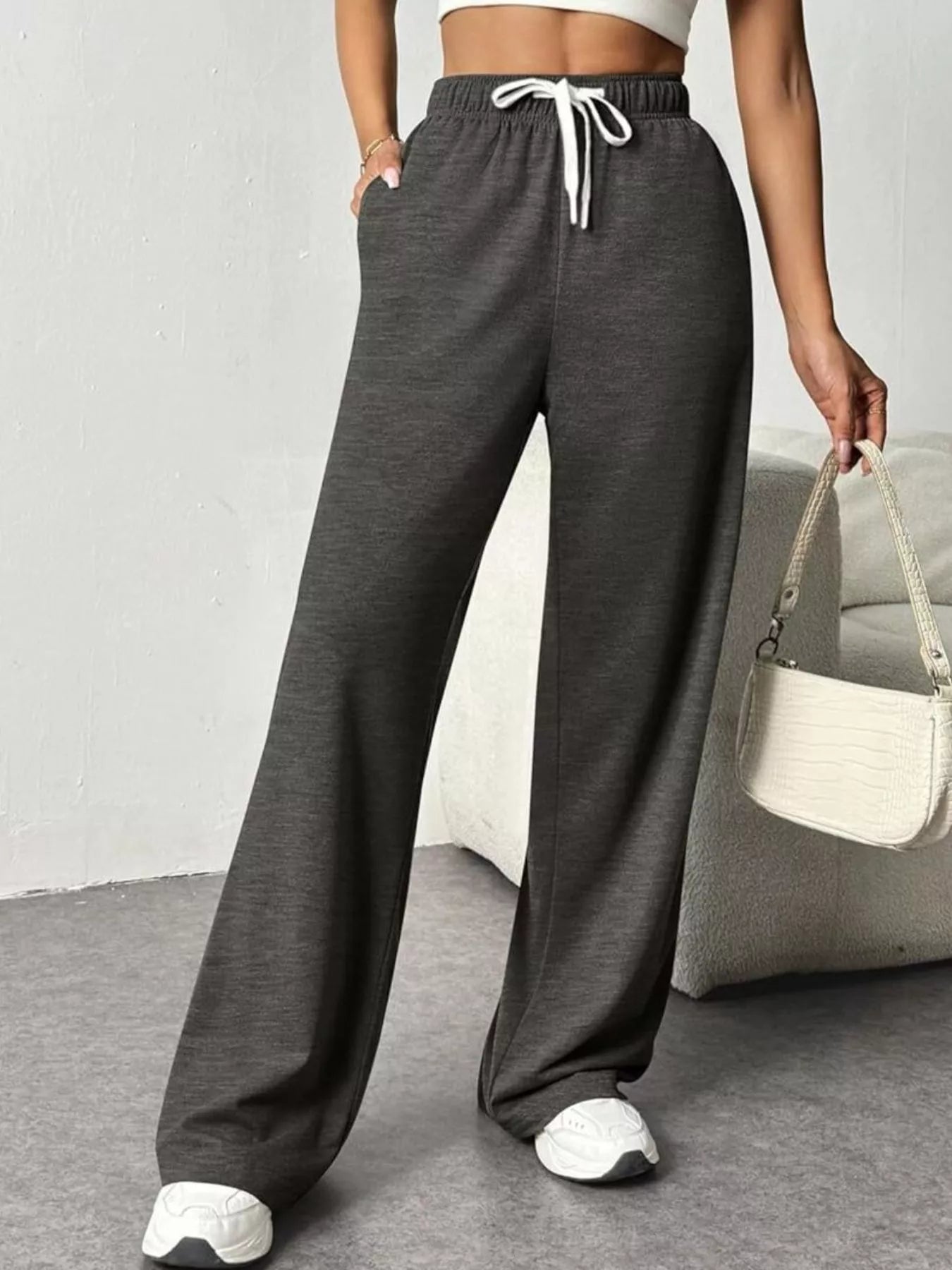 Pantalones de Pierna Ancha con Cuerda para un Estilo Sin Esfuerzo