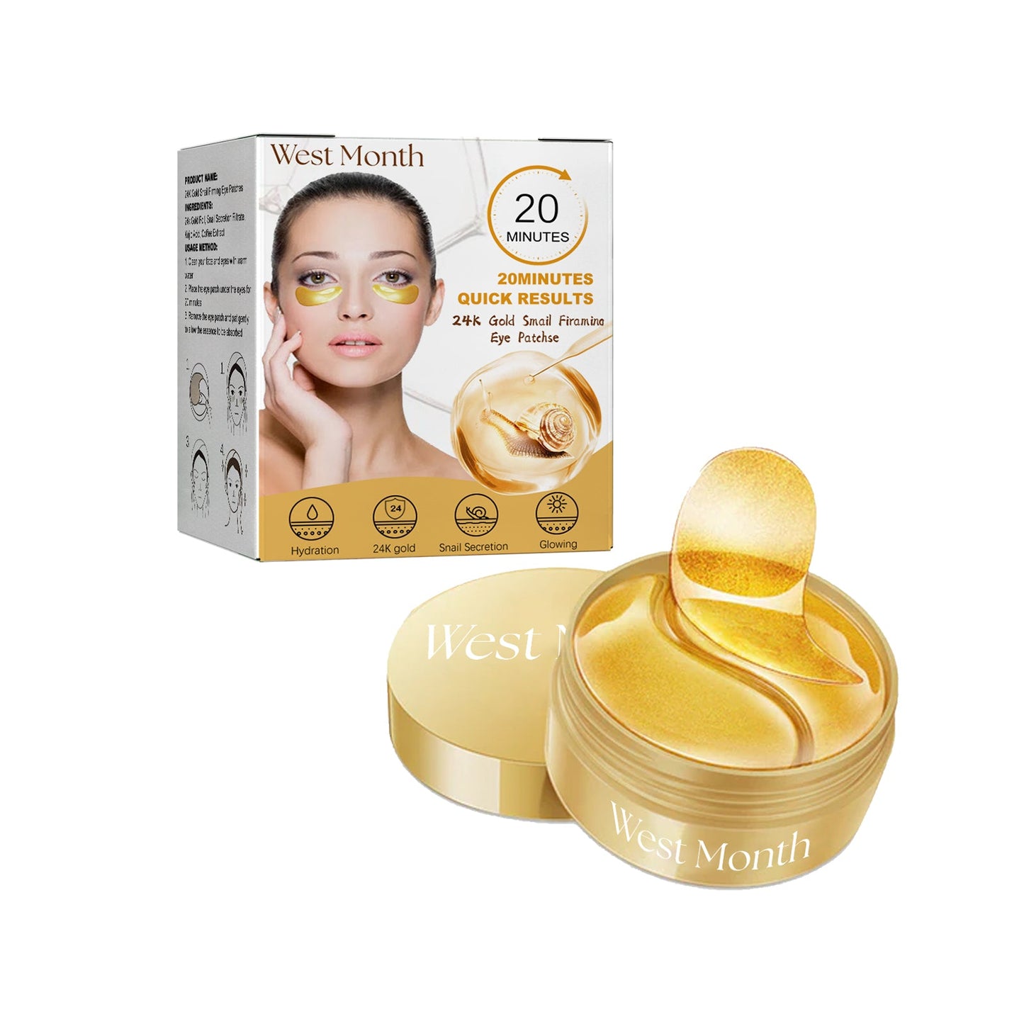 Gold Snail Eye Patch Hydrating Eye Patch Skin Care Around The Eyes - Korvel