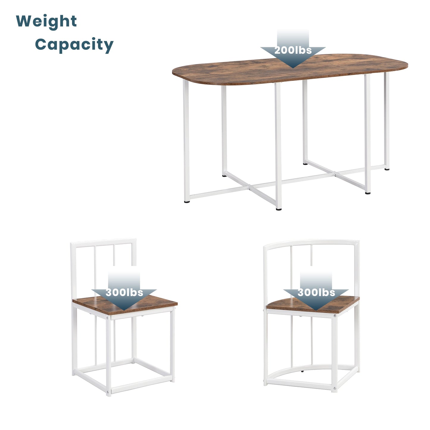 TOPMAX Modern 7-Piece Dining Table Set with Faux Marble Compact 55Inch Kitchen Table Set for 6  White+Cherry - Korvel