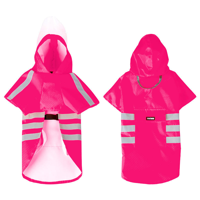 Large Dog Raincoat - Poncho Style Reflective Strip Pet Raincoat Windproof Waterproof Dog Hooded Raincoat - Korvel