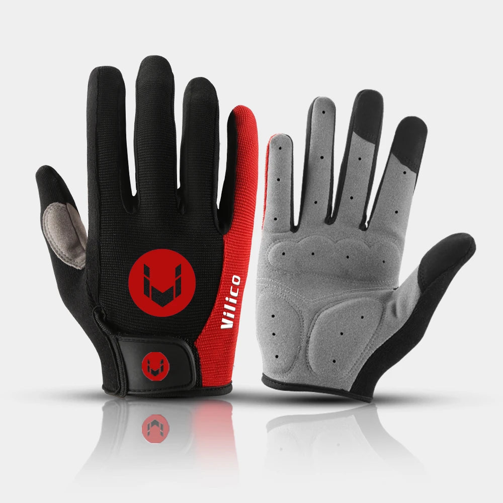 Men and women outdoor cycling windproof and cold proof motorcycle electric bike full finger touch screen anti slip gloves - Korvel