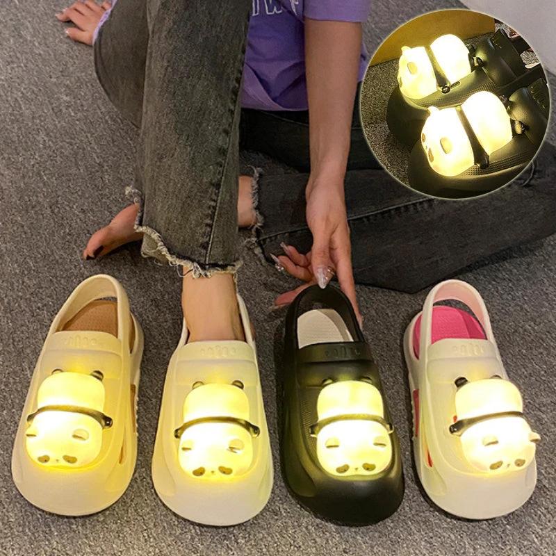 Chaussons Lumineux Mandotos Panda pour Femmes - Sandales Confort en EVA