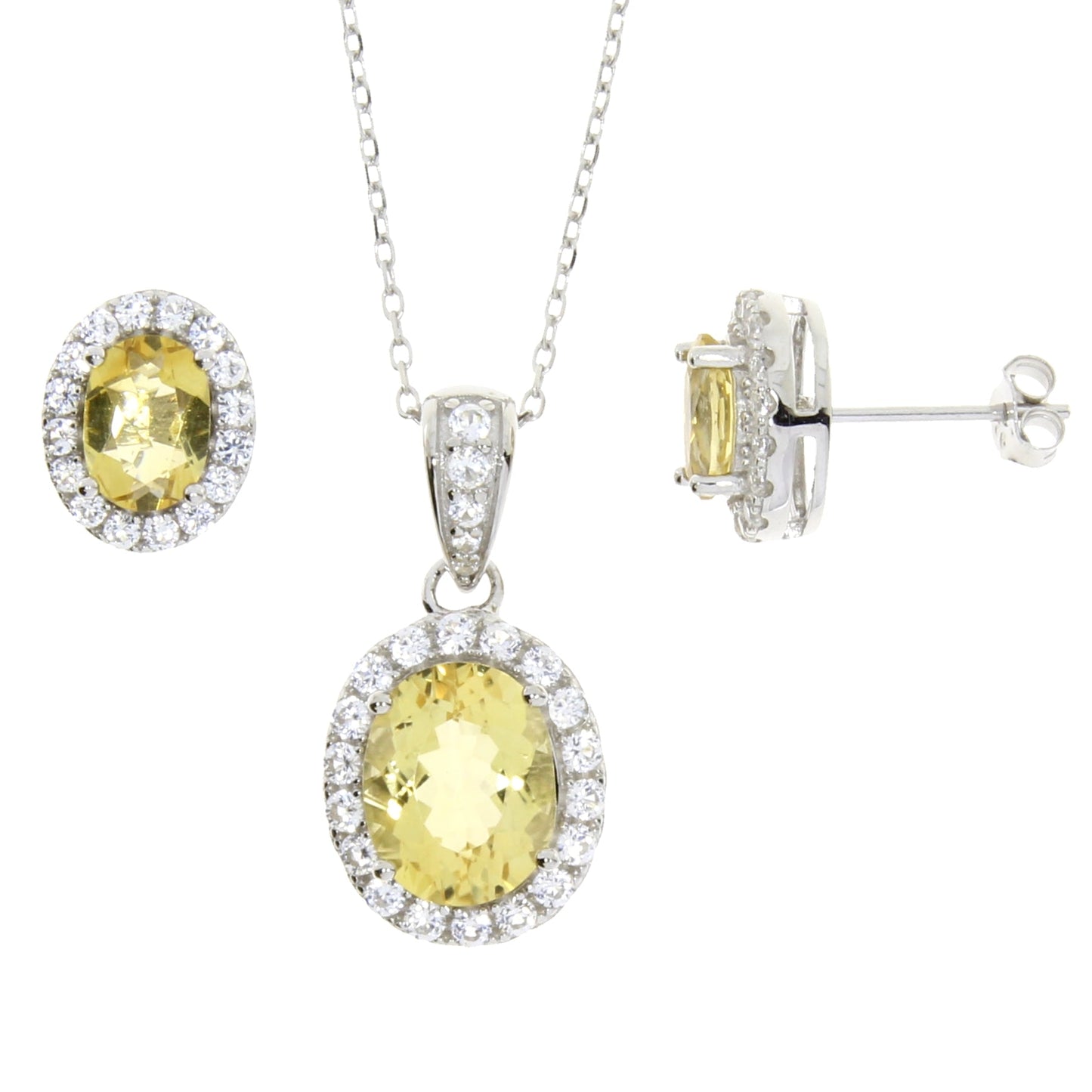 Ensemble de bijoux en saphir créé citrine en argent sterling