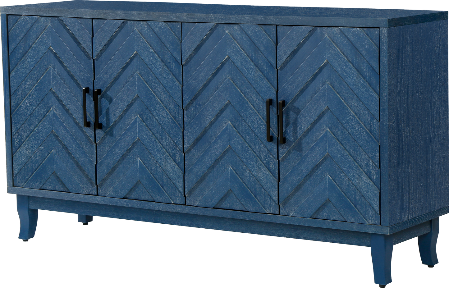 Stronger Vintage Style Buffet Cabinet Lacquered Accent Storage 4 Door Wooden - Korvel