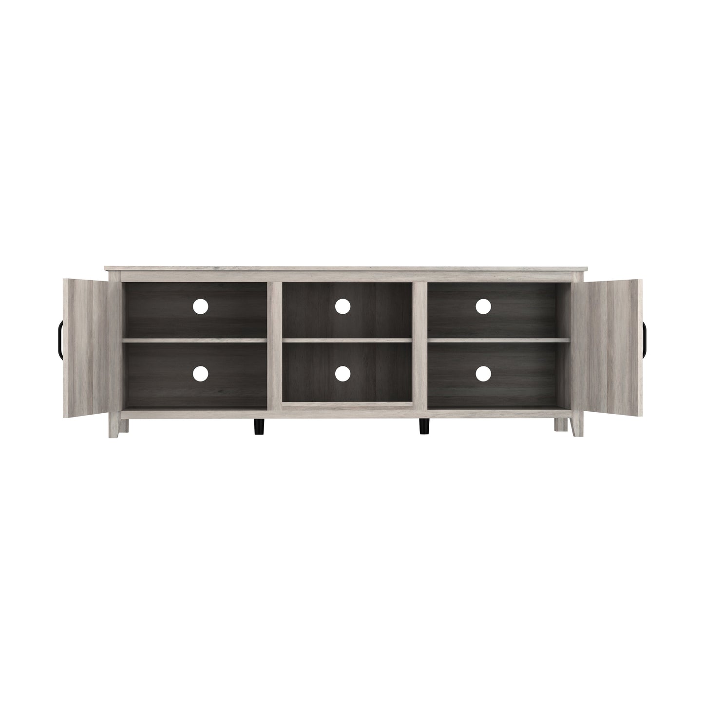 Grey Walnut TV Stand Storage Media Console with Two Doors