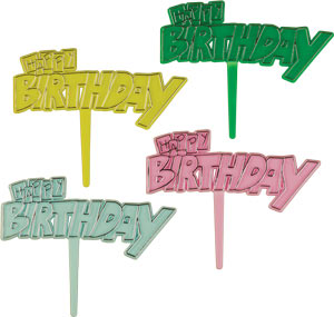 Bold Happy Birthday Assorted Cake Picks - 48 Count