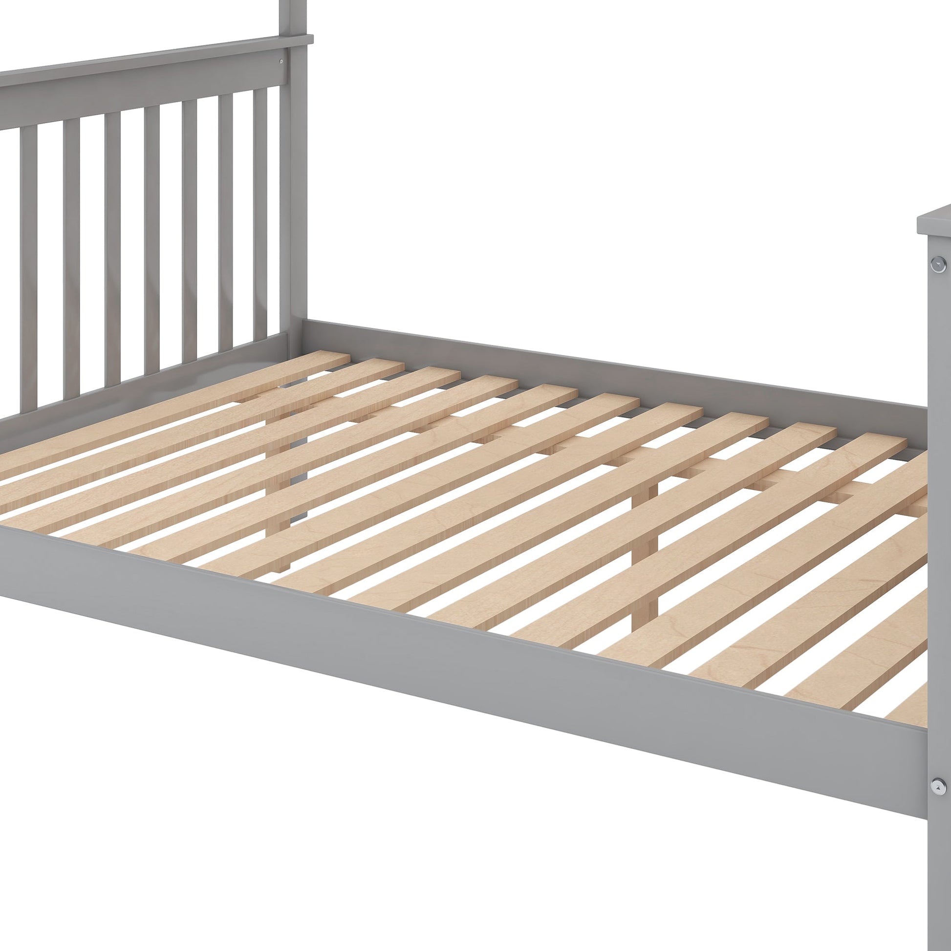 Twin over Full Bunk Bed with Trundle and Staircase Gray - Korvel