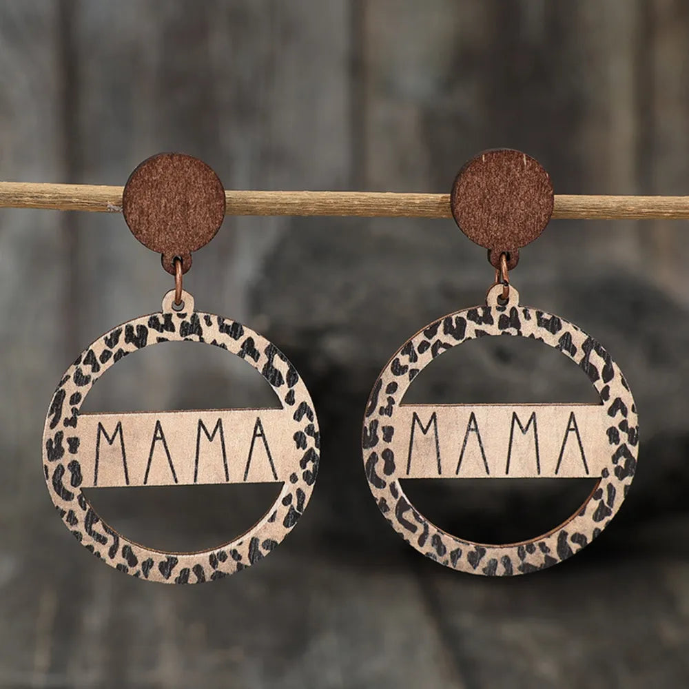 Elegant Alloy Wooden Dangle Earrings