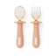 Adjustable color PPSU silicone fork and spoon set, children's stainless steel spoon and fork, baby training supplementary food tableware set of 2 pieces - Korvel