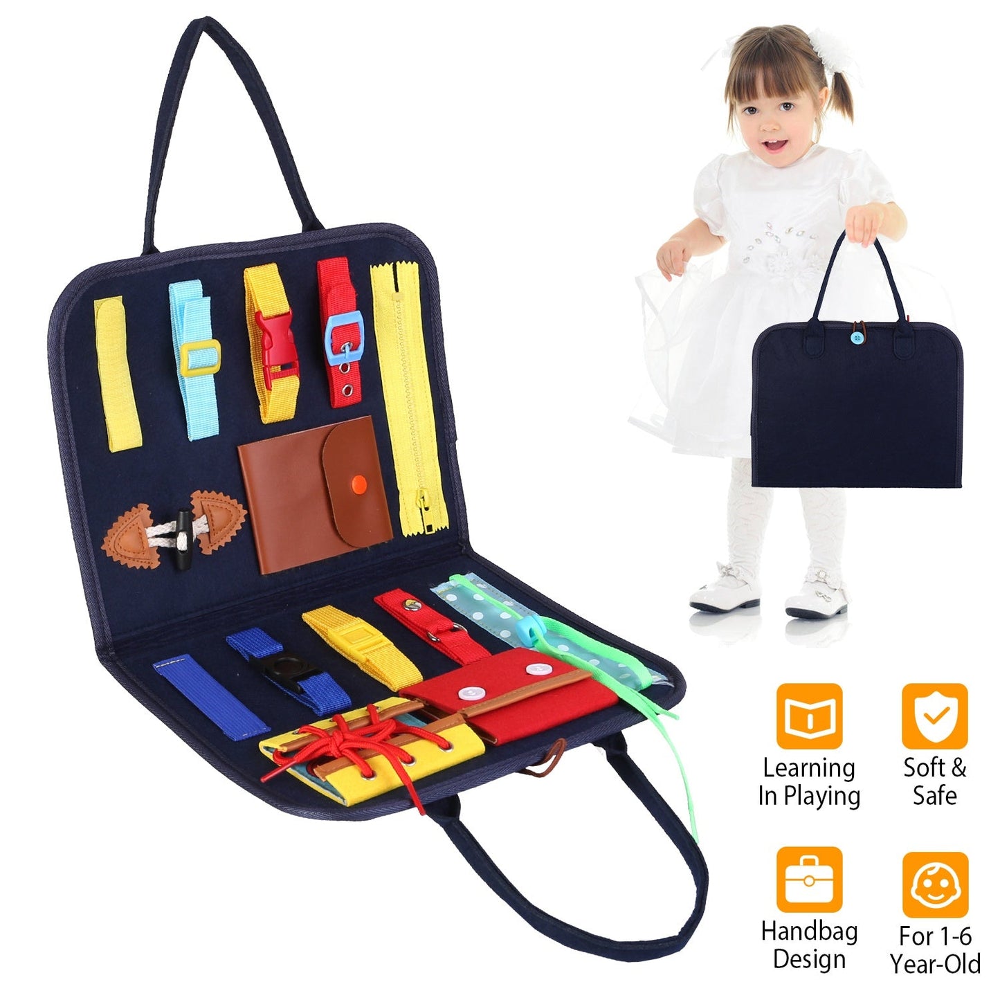 Tablero de Actividades para Niños - Juguete Sensorial Montessori para Edades de 1 a 6 Años