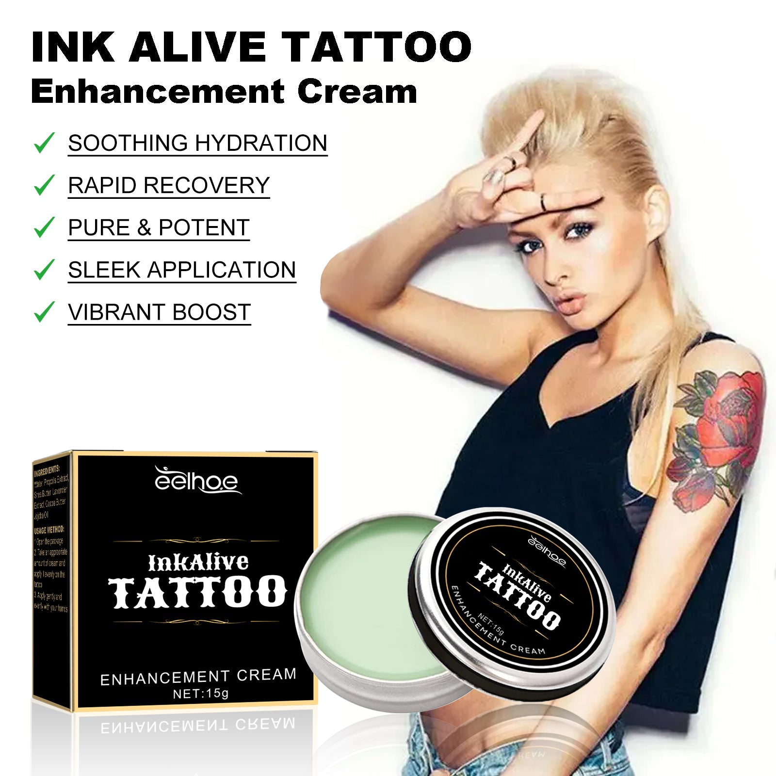Tattoo Repair Cream, Tattoo Print Moisturizing Moisturizing Skin Repair Tattoo Color Fixing Cream - Korvel