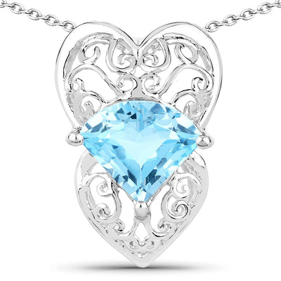 Pendentif en Topaze Bleue Suisse de 4,65 Carats en Argent Sterling