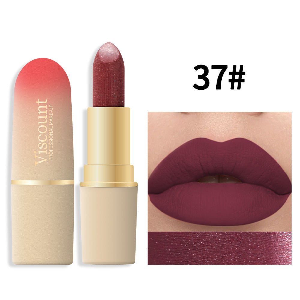 Waterproof And Durable Lipstick Velvet Fine Glitter Matte Lip And Cheek Dual-Use Lipstick - Korvel