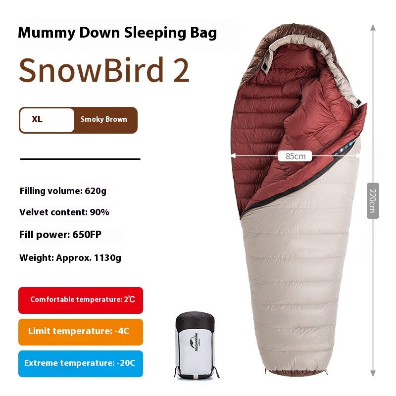 Sac de couchage momie en duvet d'oie premium pour un confort en plein air