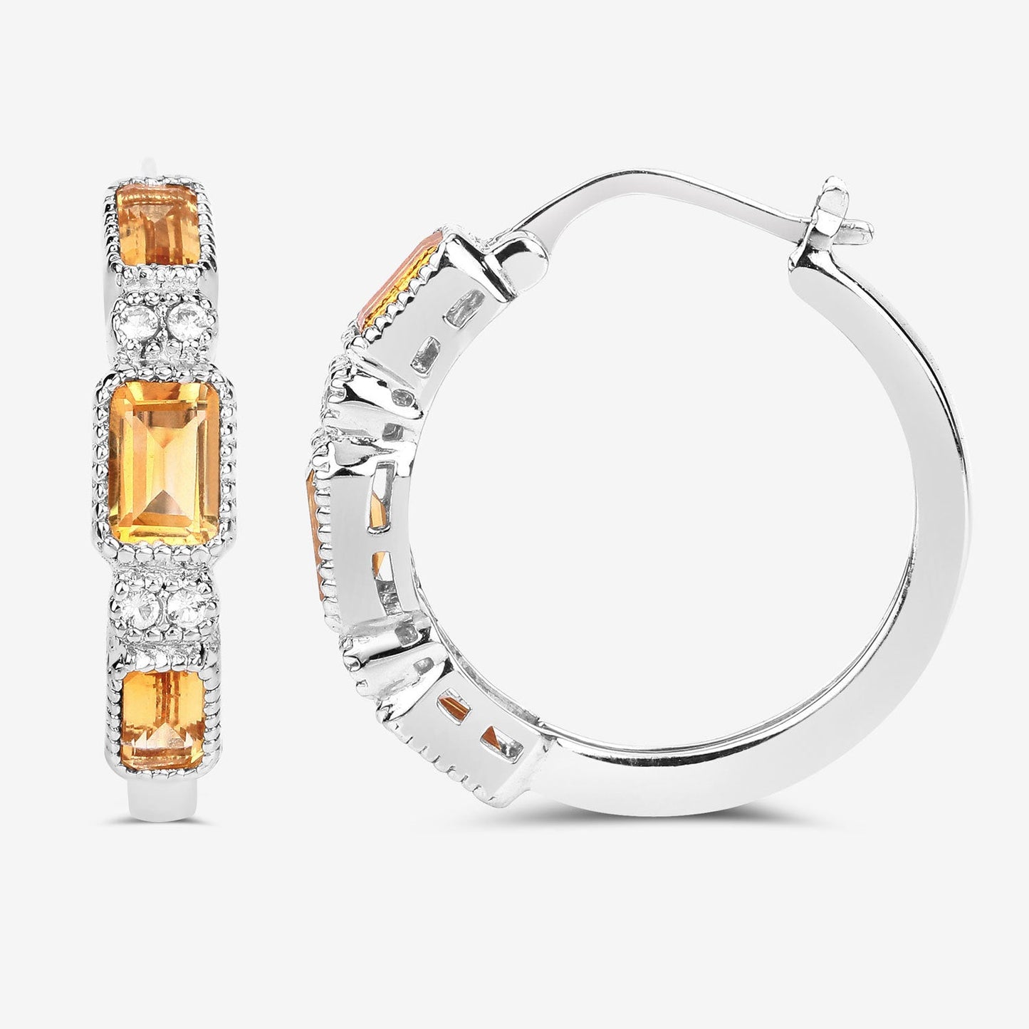 Boucles d'oreilles en argent sterling avec citrine et topaze blanche de 2,88 carats
