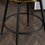 A set of 2 gray rotating bar stools - high backrest, adjustable, with elegant metal backrest decoration - Korvel