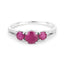1.02 Carat Genuine Ruby and White Diamond 14K White Gold Ring