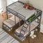 Gray Full over Twin Bunk Bed with Drawers
